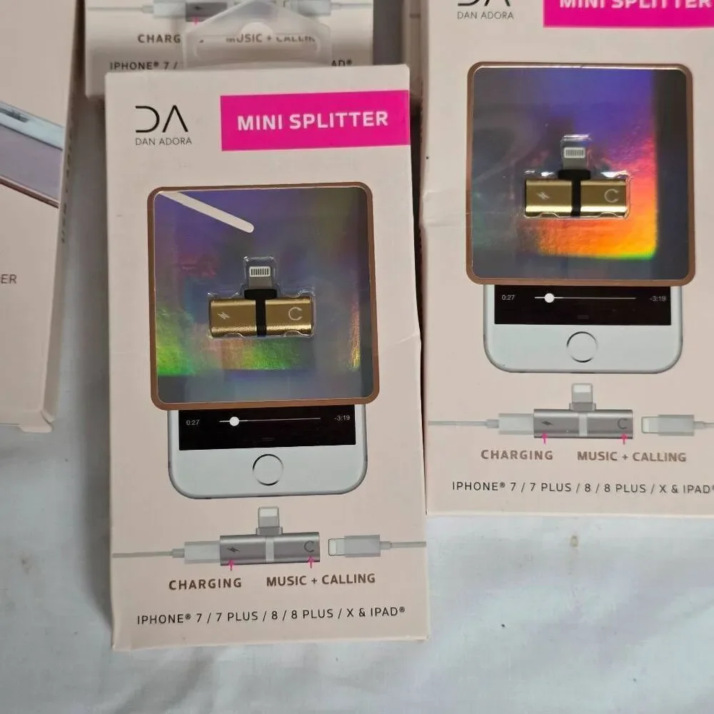 Huge Lot Dan Adora iPhone Accessories – USB Cable On-The-Go & 3-in-1 Mini Splitt